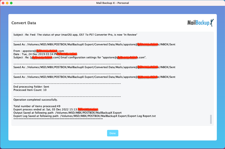 step guide to export OLM to Postbox